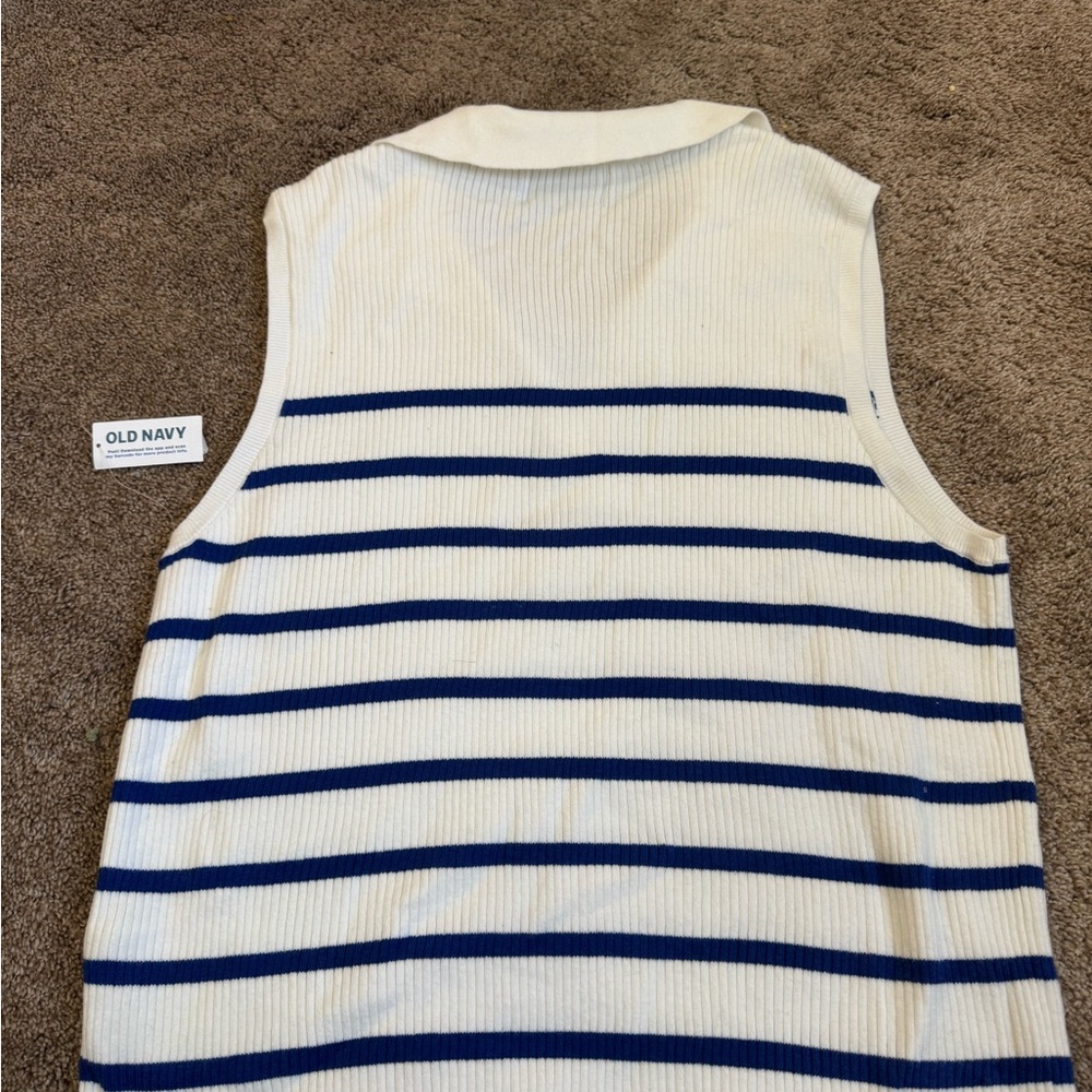 Old Navy Blue & White Striped Ribbed Sleeveless Knit Top XXL NWT - Picture 7 of 8